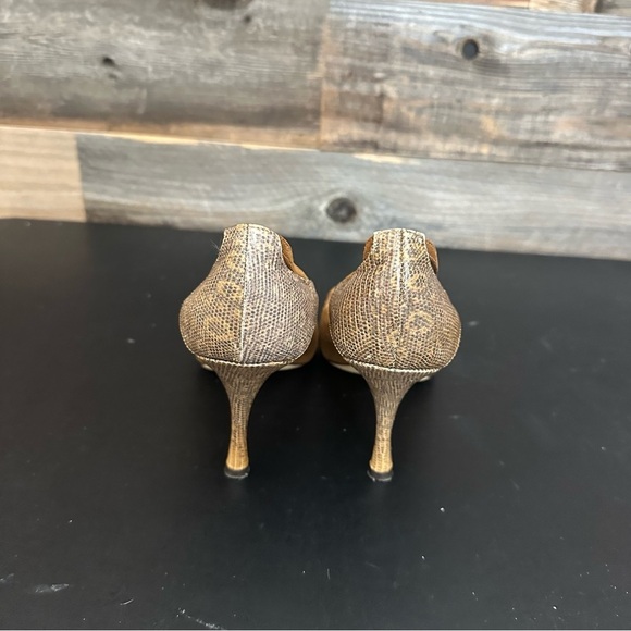 ISAAC Made in Italy Bronze Snakeskin Women’s Heeled Pumps size 8.5B - Picture 2 of 8